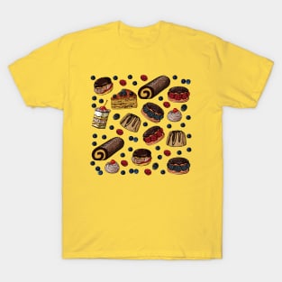 Seamless Pattern Sweet Cakes T-Shirt